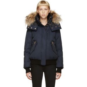 Mackage women’s Navy Down Lux Abelle bomber jacket Size XS